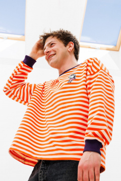 Джемпер свитшот из хлопкового трикотажа свободный HIT 0226м оранжевый - фото 3