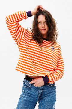 Демисезонный свитшот unisex из хлопкового трикотажа с нашивкой HIT 0226 оранжевый - фото 2