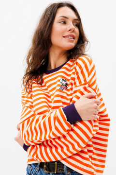 Демисезонный свитшот unisex из хлопкового трикотажа с нашивкой HIT 0226 оранжевый - фото 1