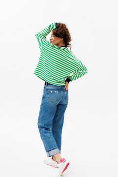 Демисезонный свитшот unisex из хлопка и трикотажа с нашивкой HIT 0226 зеленый - фото 4