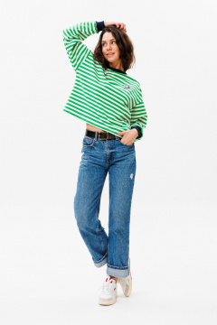 Демисезонный свитшот unisex из хлопка и трикотажа с нашивкой HIT 0226 зеленый - фото 2