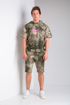 Спортивный костюм из футера с капюшоном и шортами HIT 0322 хаки - фото 3