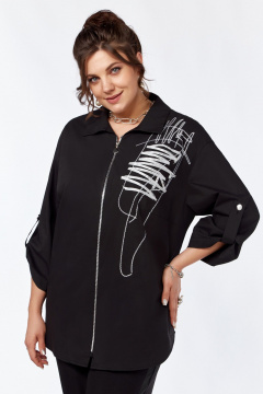 Стильная женская рубашка с спущенным плечом и вышивкой Grace for you 012 - фото 5