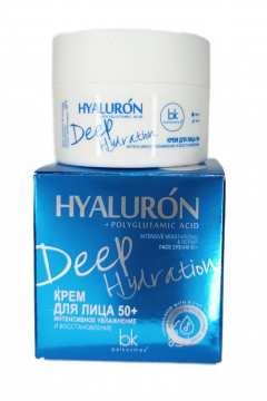 Крем для лица 50+ с гиалуроновой и полиглутаминовой кислотой Belkosmex HYALURON Deep Hydration Крем для лица 50+ - фото 1