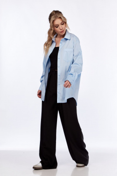 Деловая рубашка из текстиля с отложным воротником и карманом DNM 036 голубой - фото 2