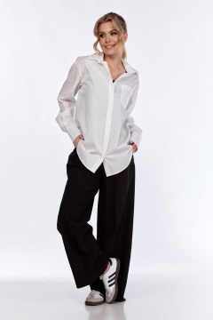 Деловая классическая рубашка из хлопкового текстиля белая DNM 036 белый - фото 4