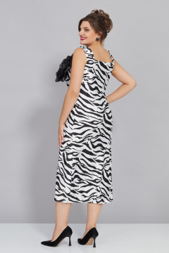 Элегантное платье из атласа с бусинами и цветочным декором Mira Fashion 5443-3 - фото 3