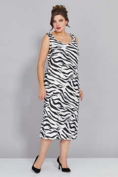 Элегантное платье из атласа с бусинами и цветочным декором Mira Fashion 5443-3 - фото 2