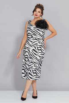 Элегантное платье из атласа с бусинами и цветочным декором Mira Fashion 5443-3 - фото 1