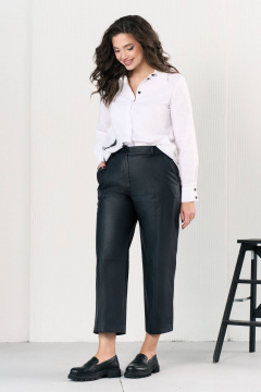 Брюки из экокожи с наклонными карманами и резинкой Lissana 4962 - фото 3