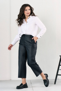 Брюки из экокожи с наклонными карманами и резинкой Lissana 4962 - фото 1