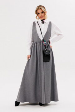 Белый сарафан А-силуэта и свободная рубашка из хлопка Amberа Style 2092 - фото 4