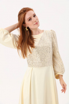 Демисезонное платье миди с кружевом и пайетками NikVa 416-4 - фото 3