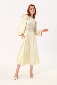 Демисезонное платье миди с кружевом и пайетками NikVa 416-4 - фото 4