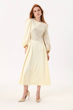 Демисезонное платье миди с кружевом и пайетками NikVa 416-4 - фото 1