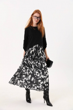 Платье макси с асимметричным лифом и плиссированной юбкой NikVa 740-4 - фото 1