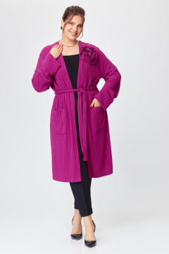Демисезонный жакет из эластичного трикотажа с съемным поясом Svetlana-Style 2026 фуксия - фото 1