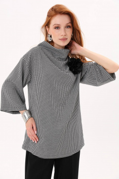 Джемпер свободного кроя с широким рукавом и брошей-цветком NikVa 808-1 - фото 1