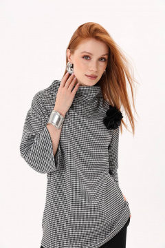 Джемпер свободного кроя с широким рукавом и брошей-цветком NikVa 808-1 - фото 3