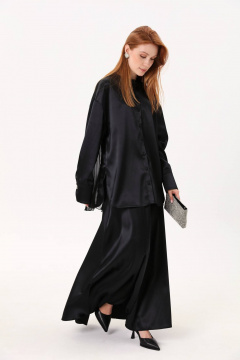 Платье-халат с расширенным силуэтом и плиссированным шифоном NikVa 811-1 - фото 1