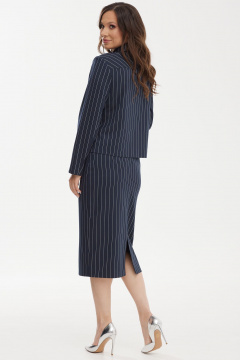 Комплект из жакета и юбки с полоской в классическом стиле Магия моды 2472 темно-синий_полоска - фото 2