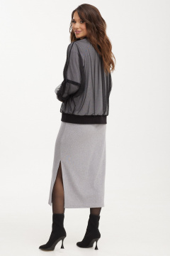 Комплект из кардигана и платья из фактурного трикотажа Магия моды 2493 серый - фото 2