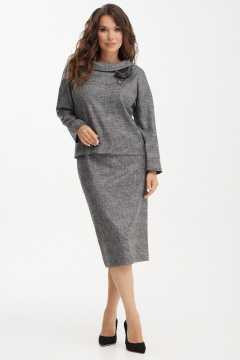 Демисезонный комплект блузы и юбки в стиле на каждый день Магия моды 2486 серый - фото 4