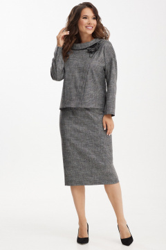 Демисезонный комплект блузы и юбки в стиле на каждый день Магия моды 2486 серый - фото 1