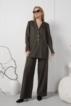 Трикотажный жакет с накладными карманами в повседневном стиле AMORI 2177 черный_в_рыжую_точку - фото 1