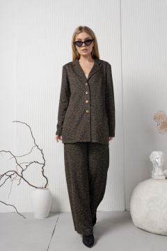 Трикотажный жакет с накладными карманами в повседневном стиле AMORI 2177 черный_в_рыжую_точку - фото 3