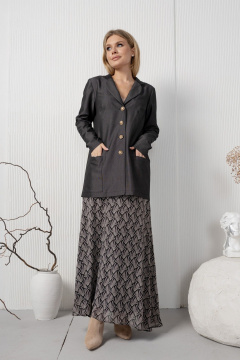 Жакет прямого кроя с накладными карманами из текстиля AMORI 2171 графит - фото 2