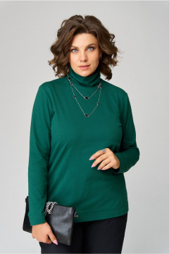 Зеленая водолазка из хлопка трикотаж на каждый день Bliss 9044 изумрудный - фото 1