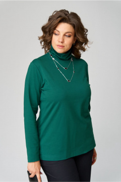 Зеленая водолазка из хлопка трикотаж на каждый день Bliss 9044 изумрудный - фото 4