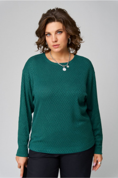 Зеленый джемпер из трикотажа с круглым вырезом для комфортного образа Bliss 8378 изумрудный - фото 5