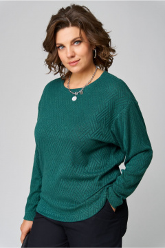 Зеленый джемпер из трикотажа с круглым вырезом для комфортного образа Bliss 8378 изумрудный - фото 3