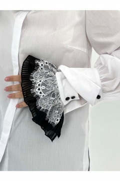 Белые съемные манжеты с кружевом и оборками Condra 19019 черный-белый - фото 2