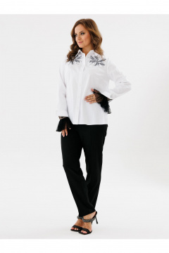 Черные съемные манжеты из ткани сетка с оборками Condra 19021 черный-бежевый - фото 5