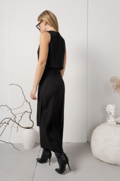 Юбка на фиксированном полупоясе с пряжкой и запахом AMORI 3123 черный - фото 2