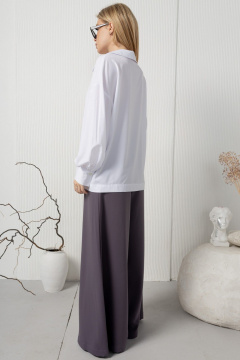 Коричневые широкие струящиеся брюки с высокой кокеткой AMORI 5191 бурый - фото 3