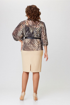 Комплект из блузы, топа и юбки в стиле на каждый день Bonna Image 925 бежевый - фото 2