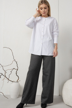 Элегантная белая блузка без воротника из текстиля AMORI 6428 белый - фото 1