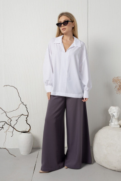 Белая блузка с рукавами и модным воротником AMORI 6430 белый - фото 1