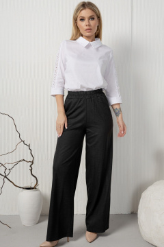 Белая блузка с отделкой из ришелье из текстиля AMORI 6432 белый - фото 1