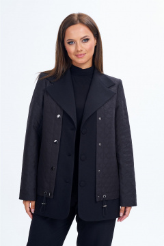 Женский демисезонный костюм 2-ка с приталенным жакетом и зауженными брюками Liona Style 910 черный - фото 3