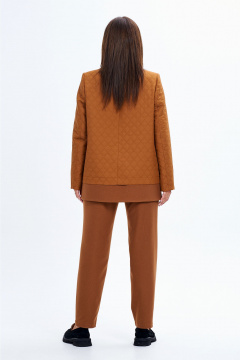 Женский демисезонный костюм 2-ка с приталенным жакетом и зауженными брюками Liona Style 910 корица - фото 2