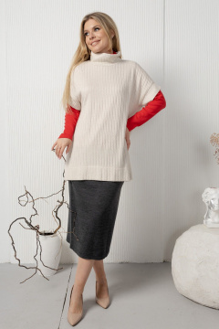 Тёплая трикотажная юбка на резинке из плотного полотна AMORI 3129 графит - фото 5