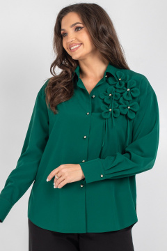 Блуза OVERSIZE со спущенным плечом и пуговицами VIZAVI 810 изумруд - фото 5