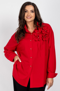 Блуза OVERSIZE со спущенным плечом и пуговицами VIZAVI 810 красный - фото 4