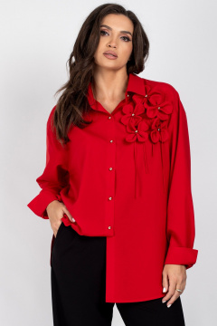 Блуза OVERSIZE со спущенным плечом и пуговицами VIZAVI 810 красный - фото 1