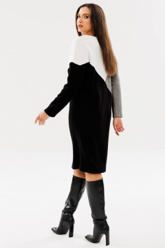 Платье из трикотажа с лодочной горловиной и подрезами Ma Сherie 4078 черно-белый - фото 4